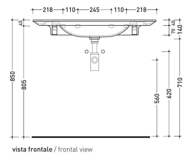 Ceramica Flaminia ND90L - NUDA consolle sospesa 90 cm con foro mix