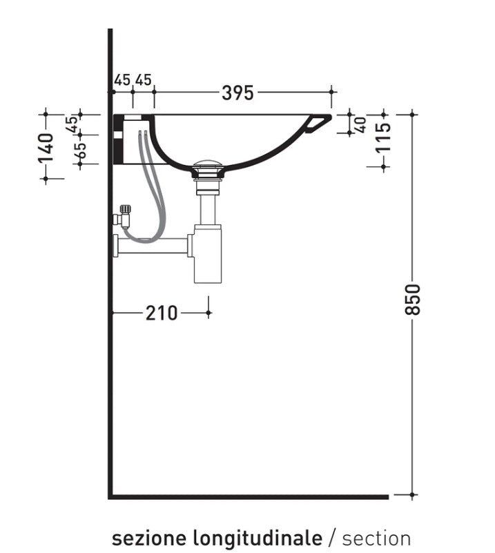 Ceramica Flaminia ND90L - NUDA consolle sospesa 90 cm con foro mix